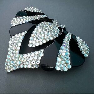 James Arpad Swarovski Crystal Large Black Butterfly Brooch Vintage 1980s